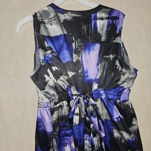 Simply Vera Wang Mini Dress Sz M-Purple/Black Abstract Sleeveless Stretch Tie Bk - Picture 8 of 11